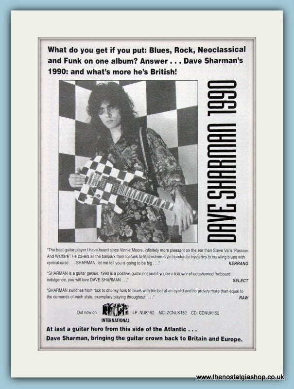 Dave Sharman Guitarist Original Advert 1990 (ref AD2707)