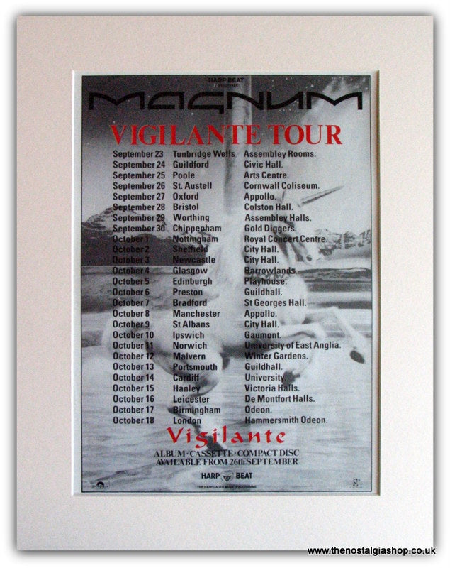 Magnum Vigilante Tour Advert 1986 (ref AD1790)