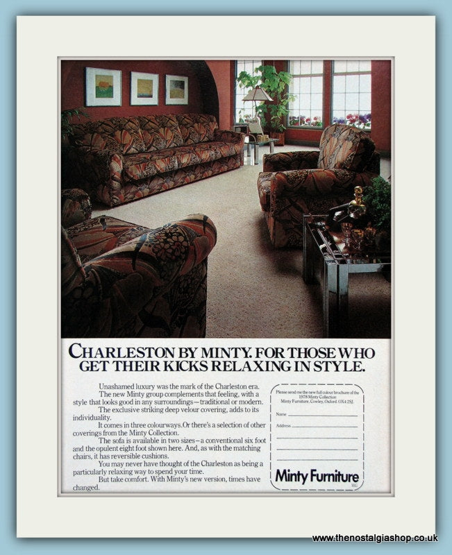 Minty Furniture, The Charleston. Original Advert 1978 (ref AD2464)