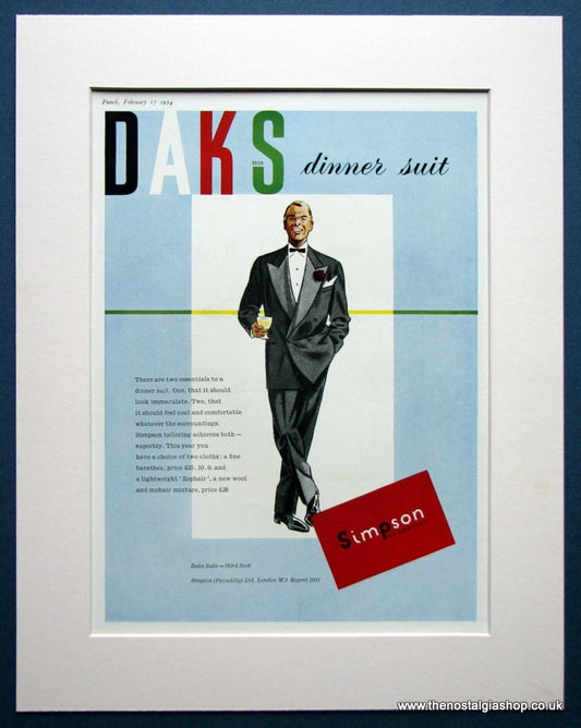 Daks Dinner Suit 1954 Original Advert (ref AD980)