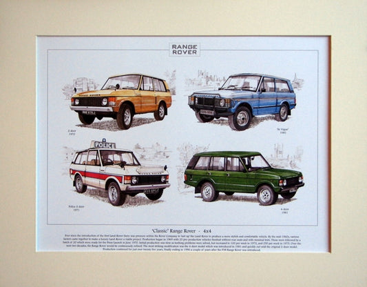 Range Rover  Classics 4 x 4  Mounted Print (ref PR 6000)