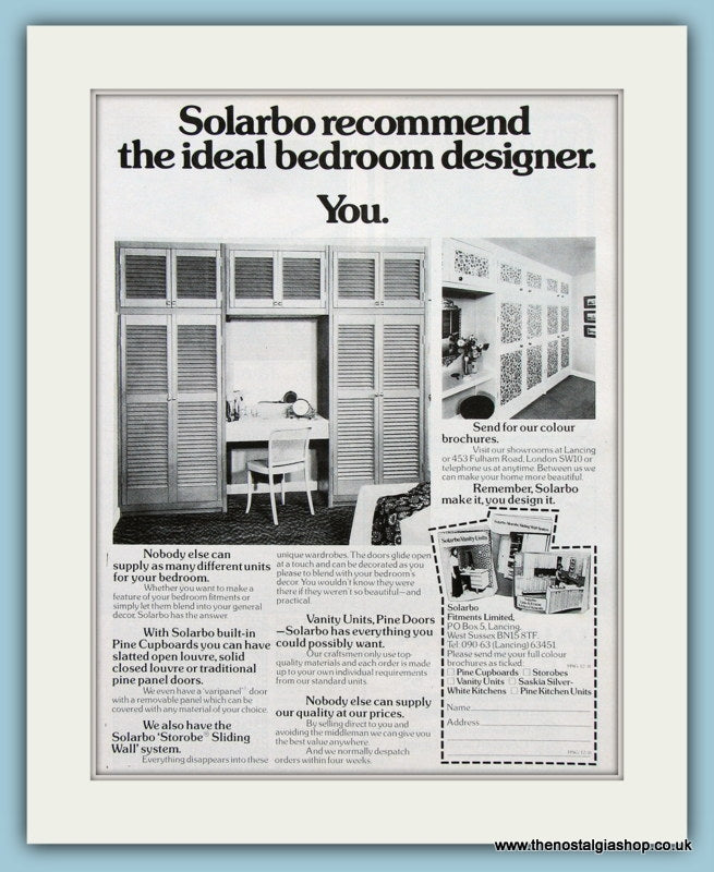 Solarbo Bedroom Units. Original Advert 1975 (ref AD2406)