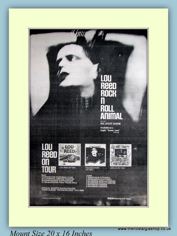 Lou Reed Rock n Roll Animal 1974 Original Advert (ref AD9117)