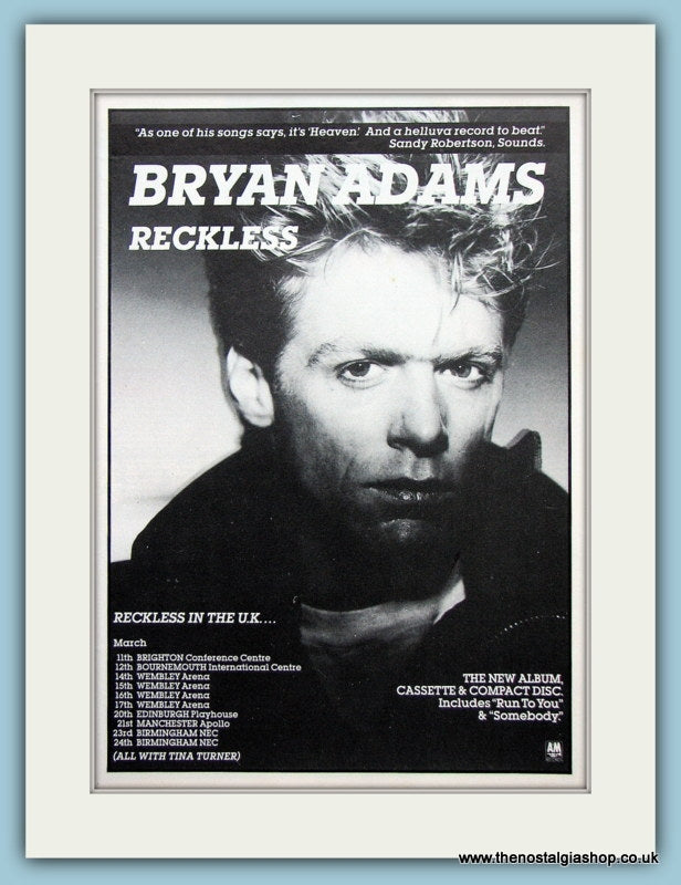 Bryan Adams Reckless Original Music Advert 1985 (ref AD3479)