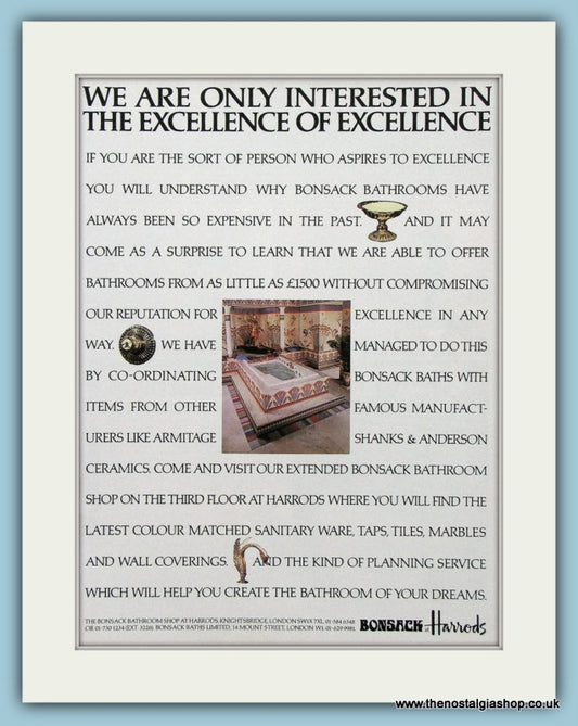 Bonsack Bathrooms At Harrods Original Advert 1981 (ref AD2367)