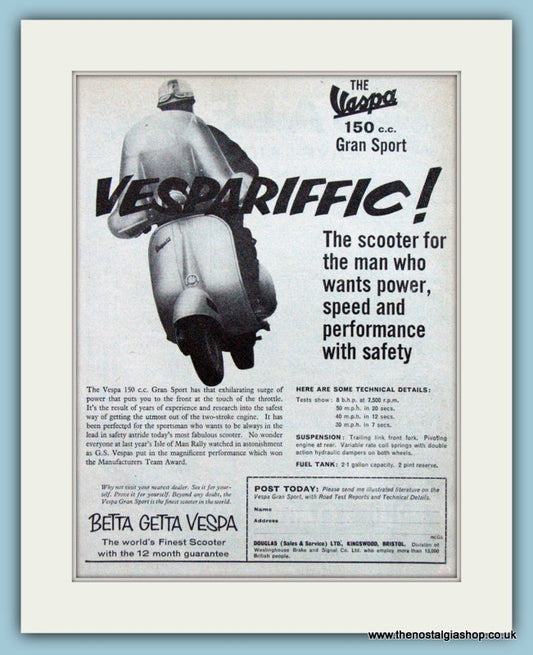 Vespa 150 c.c. Gran Sport 1960 Original Advert (ref AD4083)