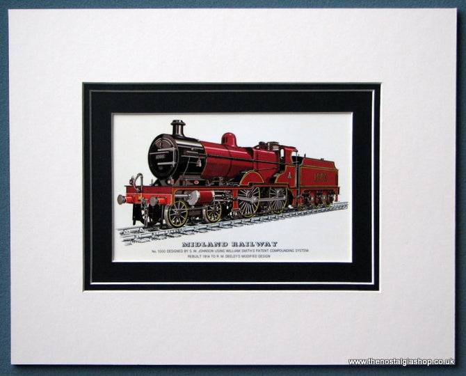 Midland Railway No:1000 designed by S.W.Johnson Mounted Print (ref SP46)