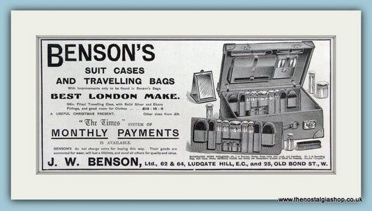 Benson's Travel Bags. Original Advert 1907 (ref AD6011)