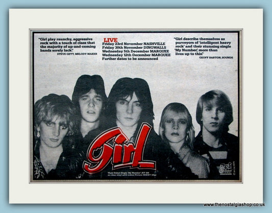 Girl. Rock Band 1979. Original Advert (ref AD2055)