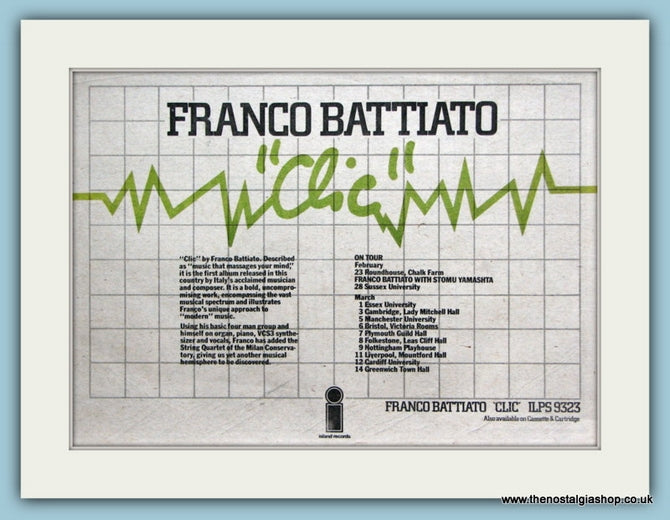 Franco Battiato Clic Original Advert 1974 (ref AD2079)