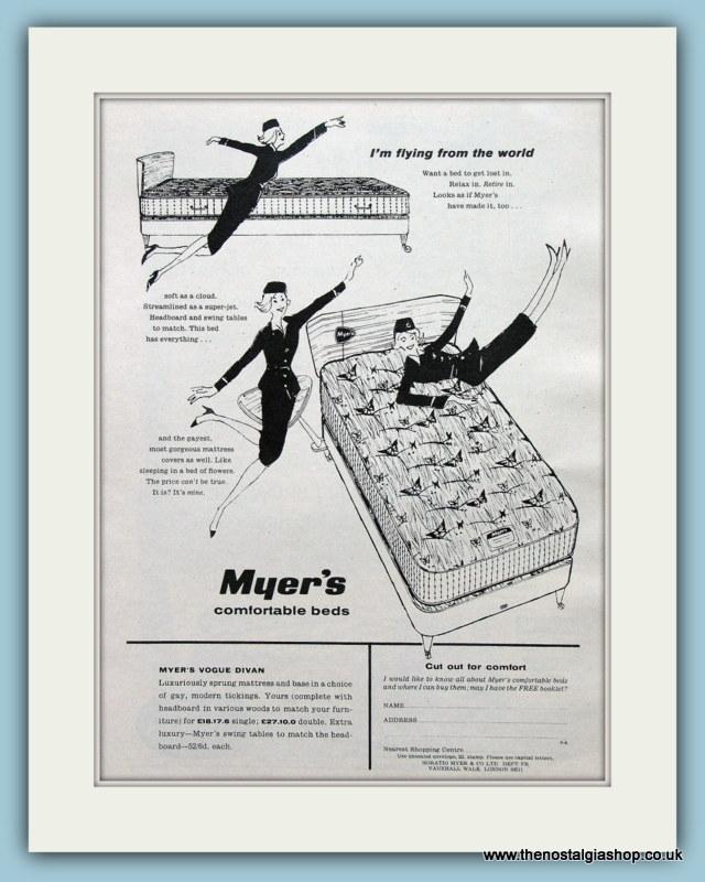 Myer's Comfortable Beds. Set of 2 Original Adverts 1959 (ref AD2408)