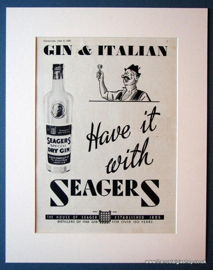 Seagers Gin 1937 Original Adverts Set Of  3 (ref AD1148)