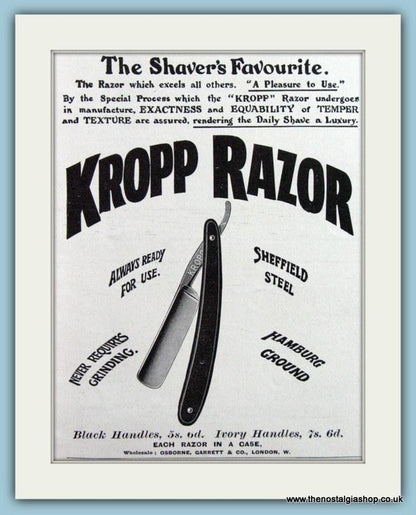 Kropp Razor, set of 2 Original adverts 1911 (ref AD6010)