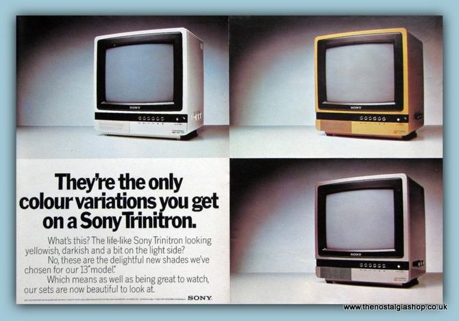 Sony Trinitron Colour TV Set Of 2 Original Adverts 1977 (ref AD3038)