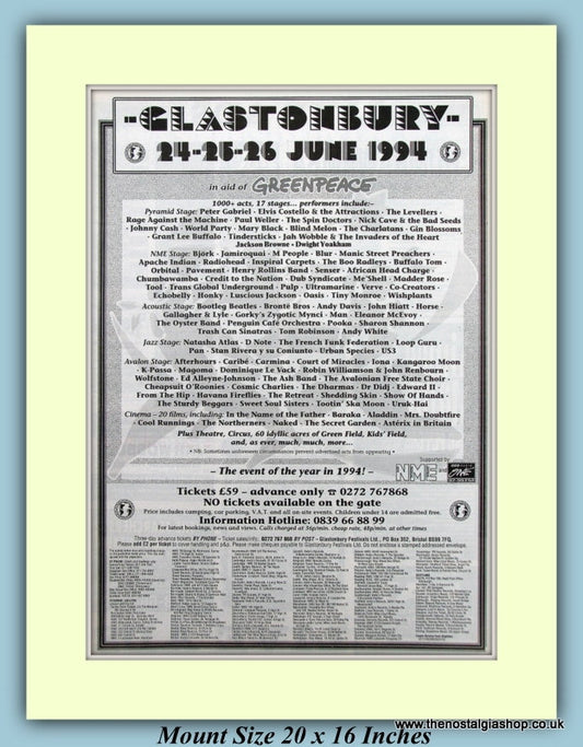 Glastonbury Festival 1994 Original Advert (ref AD9034)