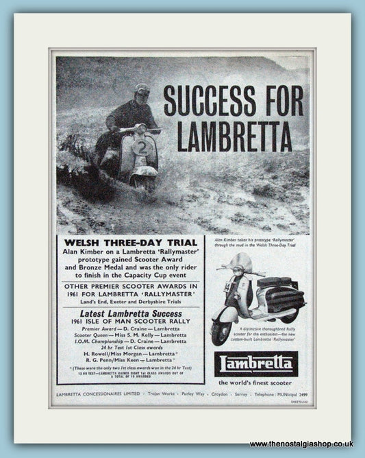 Lambretta Welsh Trials 1961 Original Advert (ref AD4074)