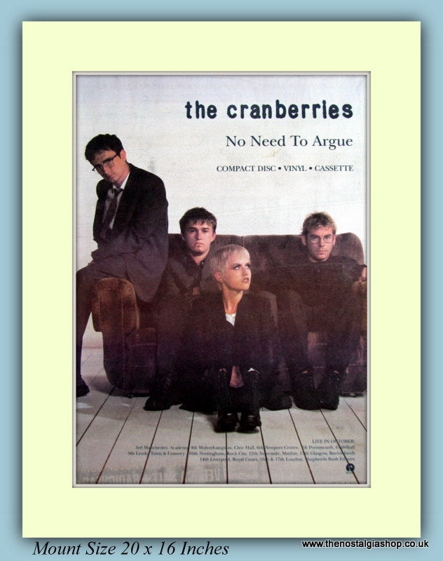 The Cranberries No Need To Argue Original Advert 1994 (ref AD9157)