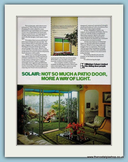 Solair Patio Doors. Set of 3 Original Adverts 1974/75 (ref AD2482)