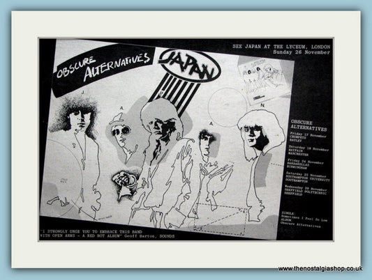 Japan Obscure Alternatives Original Advert 1978 (ref AD2078)