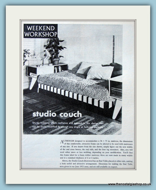 Weekend Workshop Studio Couch Original Advert 1960;s (ref AD4695)