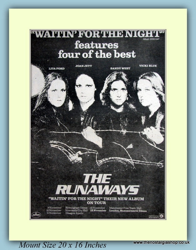 The Runaways Waitin For The Night Original Advert 1977 (ref AD9136)