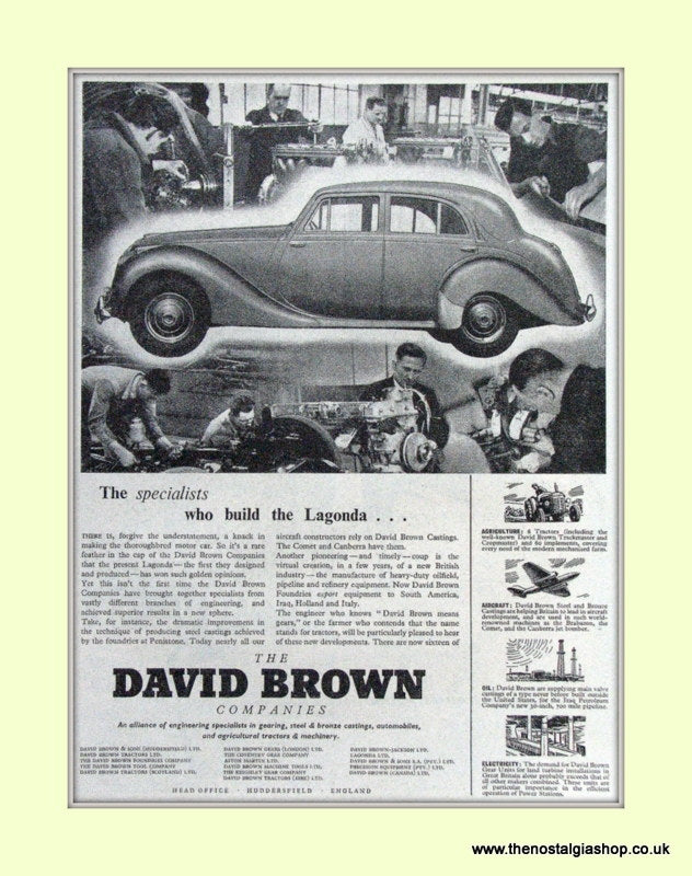 Aston Martin Lagonda David Brown Original Advert 1952 (ref AD6701)