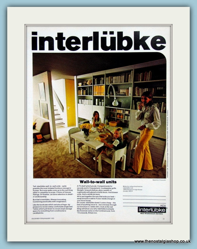 Interlubke Wall-to-wall Units. Original Advert 1975 (ref AD2475)