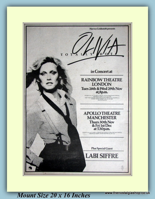 Olivia  Newton John Concert Dates With Labi Siffre Original Advert 1978 (ref AD9089)