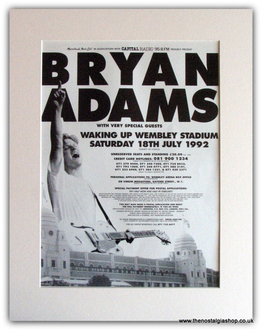 Bryan Adams Wembley 1992 Original Advert (ref AD1761)