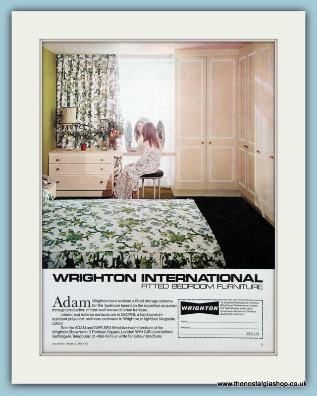 Wrighton International Fitted Bedroom Furniture. Original Advert 1975 (ref AD2407)