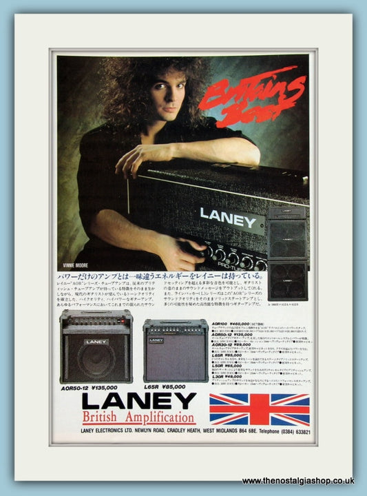 Laney British Amps with Vinnie Moore. Original Advert 1990. (ref AD2197)