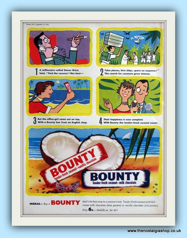 Bounty Bar. Original Advert 1956 (ref AD8049)