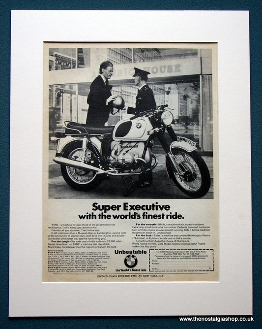 BMW R75/5 Motorcycle. Original advert 1973 (ref AD1216)
