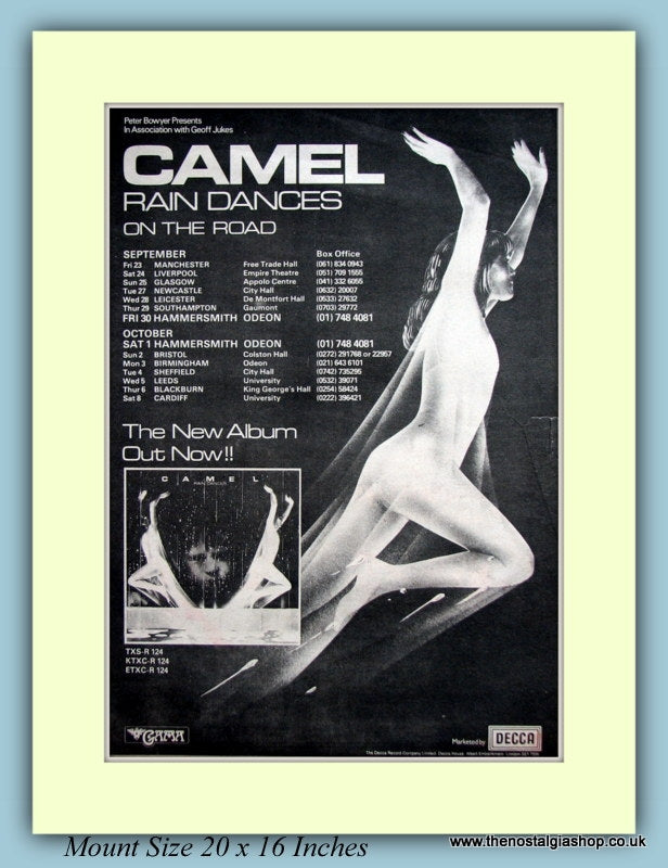 Camel Rain Dances On Tour Dates Sept/Oct 1977 Original Advert (ref AD9126)