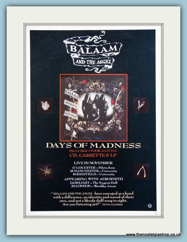 Balaam And The Angel Days Of Madness 1989 Original Advert  (ref AD3292)