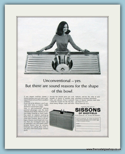 Sissons Stainless Steel Sinks Original Advert 1967 (ref AD2587)