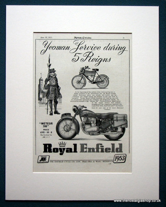 Royal Enfield Meteor 700. Original advert 1953 (ref AD1303)