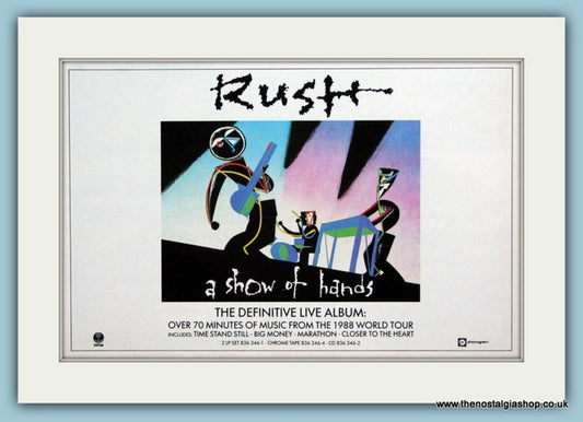 Rush A Show of Hands Original Advert 1989 (ref AD1930)