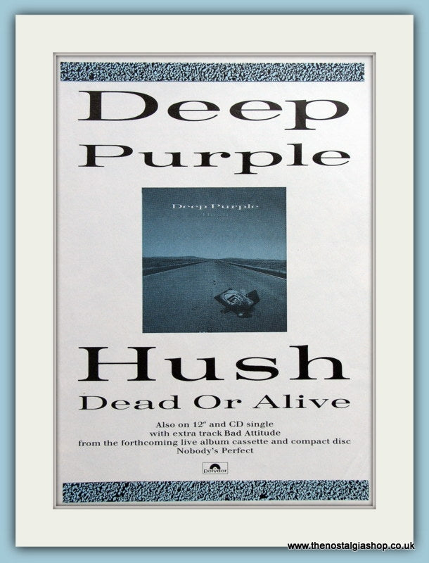 Deep Purple Hush Dead Or Alive Original Advert 1988 (ref AD4149)