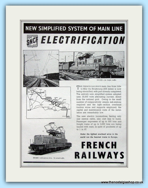 SNCF Electrification French Railways Original Advert 1955 (ref AD6486)