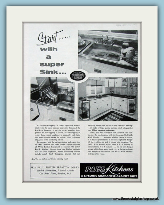 Paul Kitchens-Sinks  Original Advert 1959 (ref AD2562)