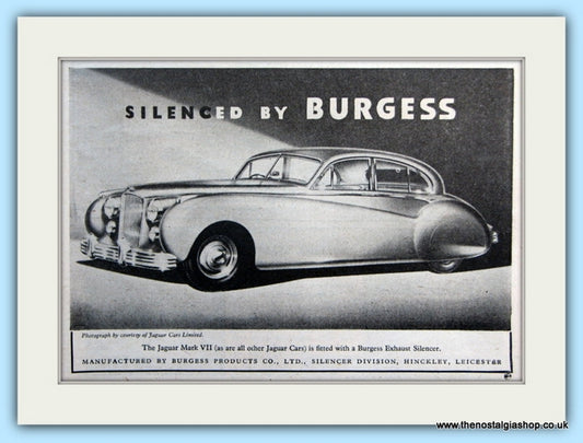 Burgess Jaguar Mark VII Silencer Exhaust Original Advert 1952 (ref AD5056)