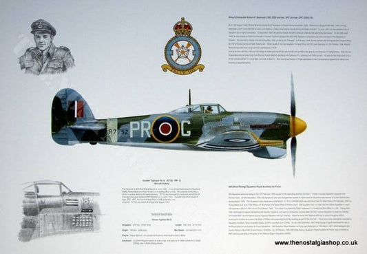 Hawker Typhoon Mk Ib No.R7752 PR-G. Aircraft Print (ref AP002)