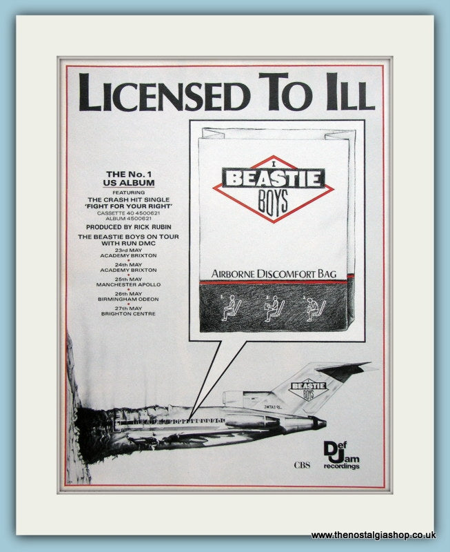 Beastie Boys Licensed To ill 1987 Original Music Advert (ref AD3450)