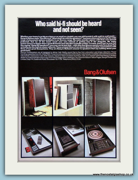 Bang & Olufsen Hi-Fi Original Advert 1981 (ref AD3875)