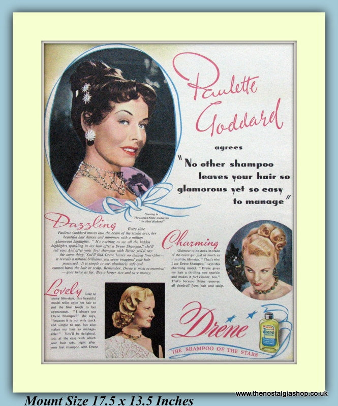 Drene Shampoo With Paulette Goddard Original Advert 1947 (ref AD9232)