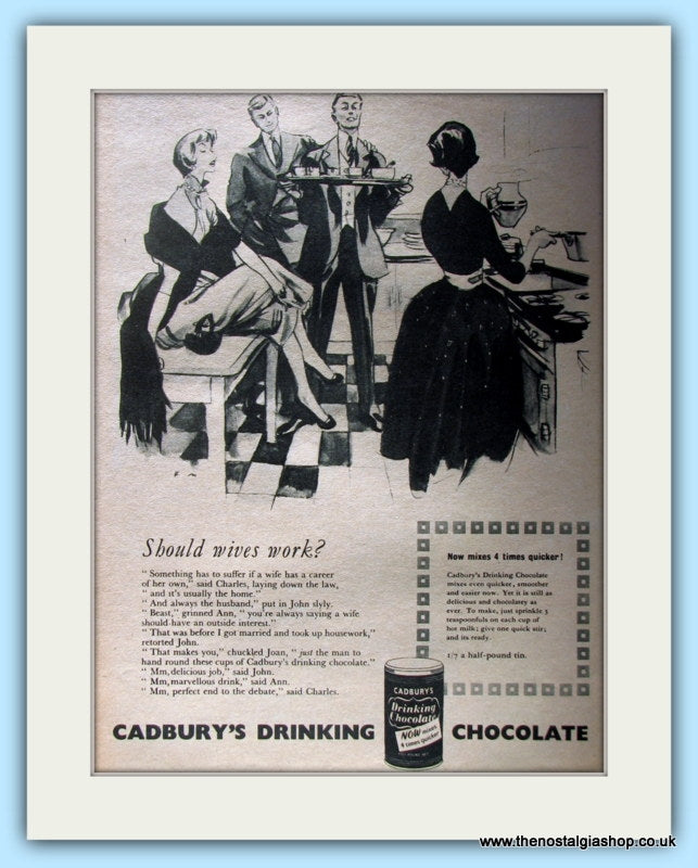 Cadbury's Drinking Chocolate Original Advert 1954 (ref AD4922) – The ...