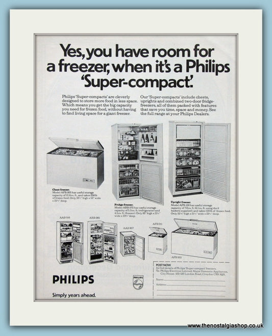 Philips Super-Compact Freezer. Original Advert 1975 (ref AD2574)