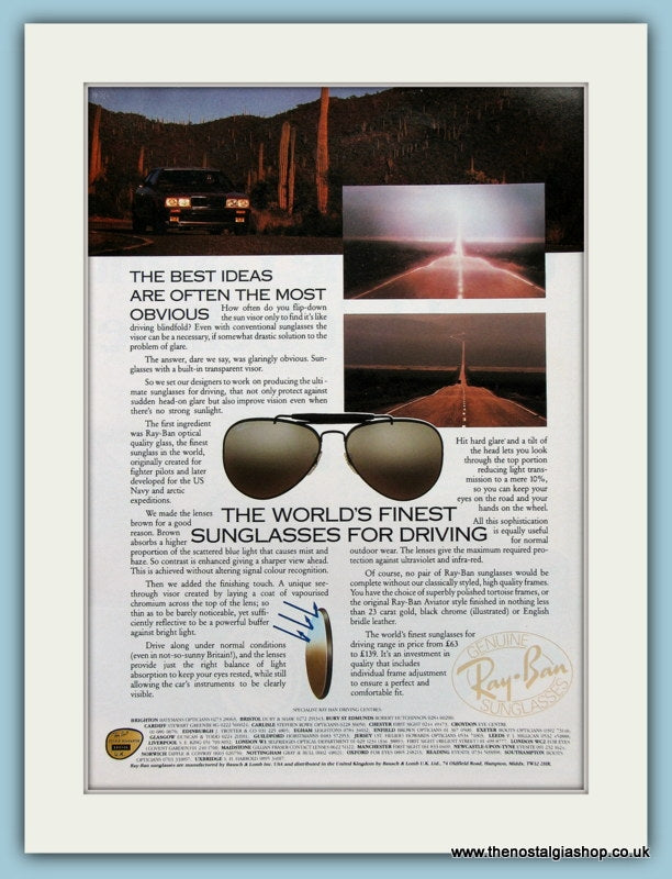 Ray-Ban Sunglasses Original Advert 1980's (ref AD2242)