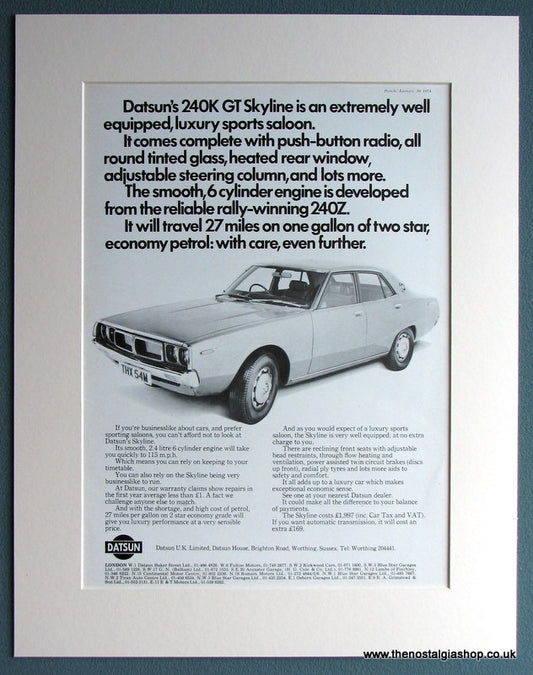 Datsun 240K GT Skyline 1974 Original Advert (ref AD1737)